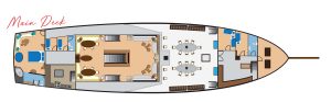 Main deck plan of the liveaboard charter yacht Dewi Nusantara