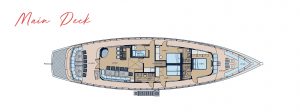 Main deck plan of the luxury charter yacht Rascal