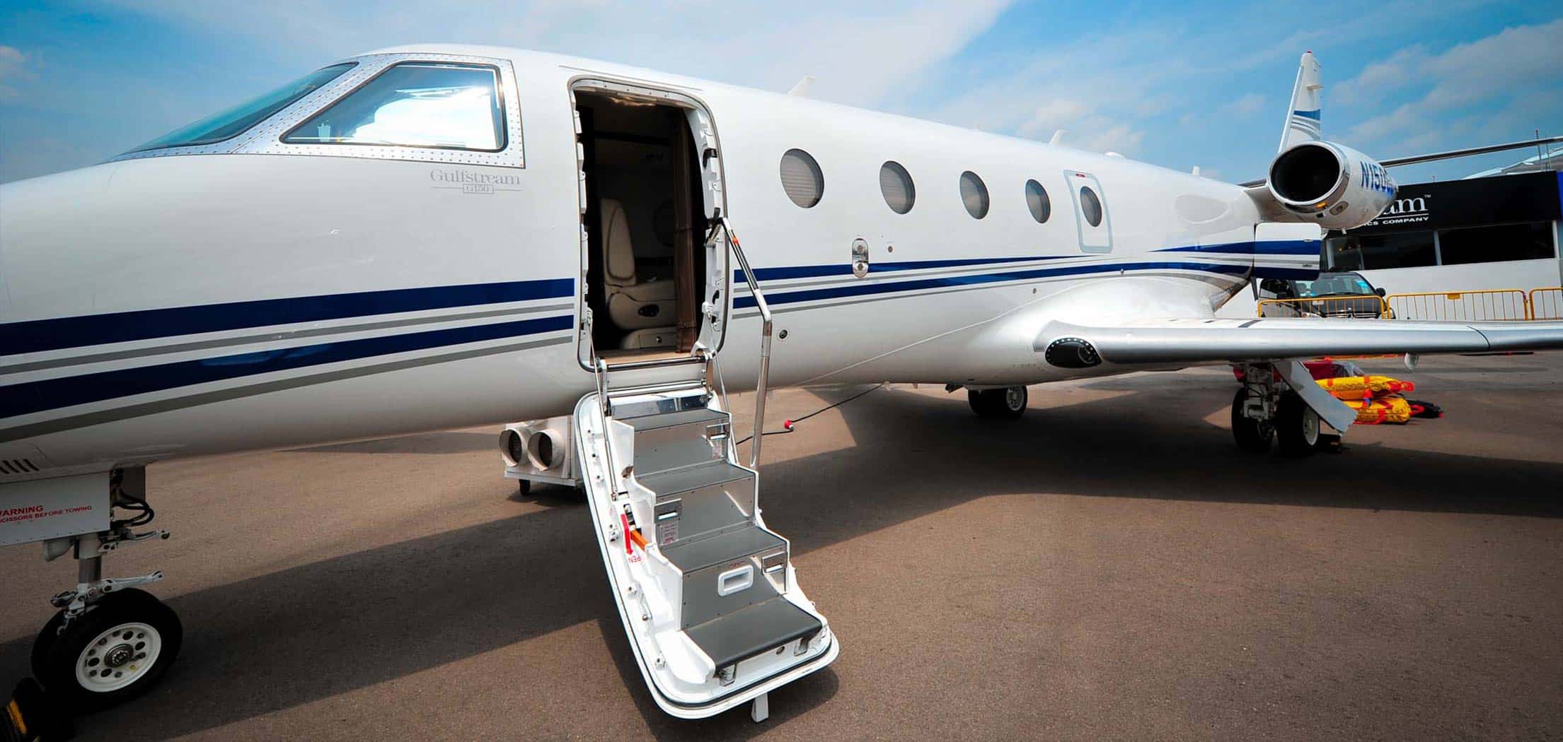 Staircase leading into a Gulstream private jet wide photo