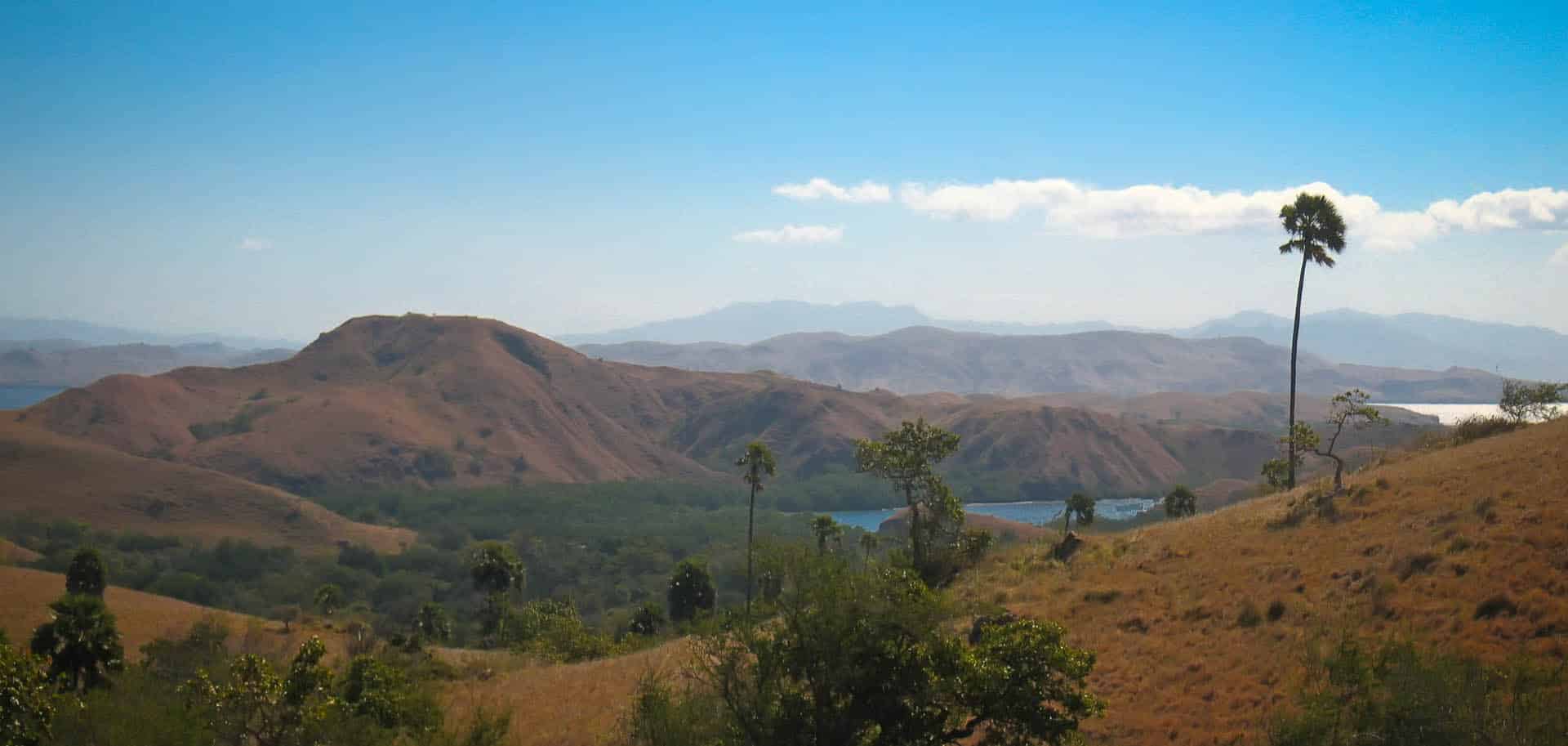 View of the green hills in Komodo National Park