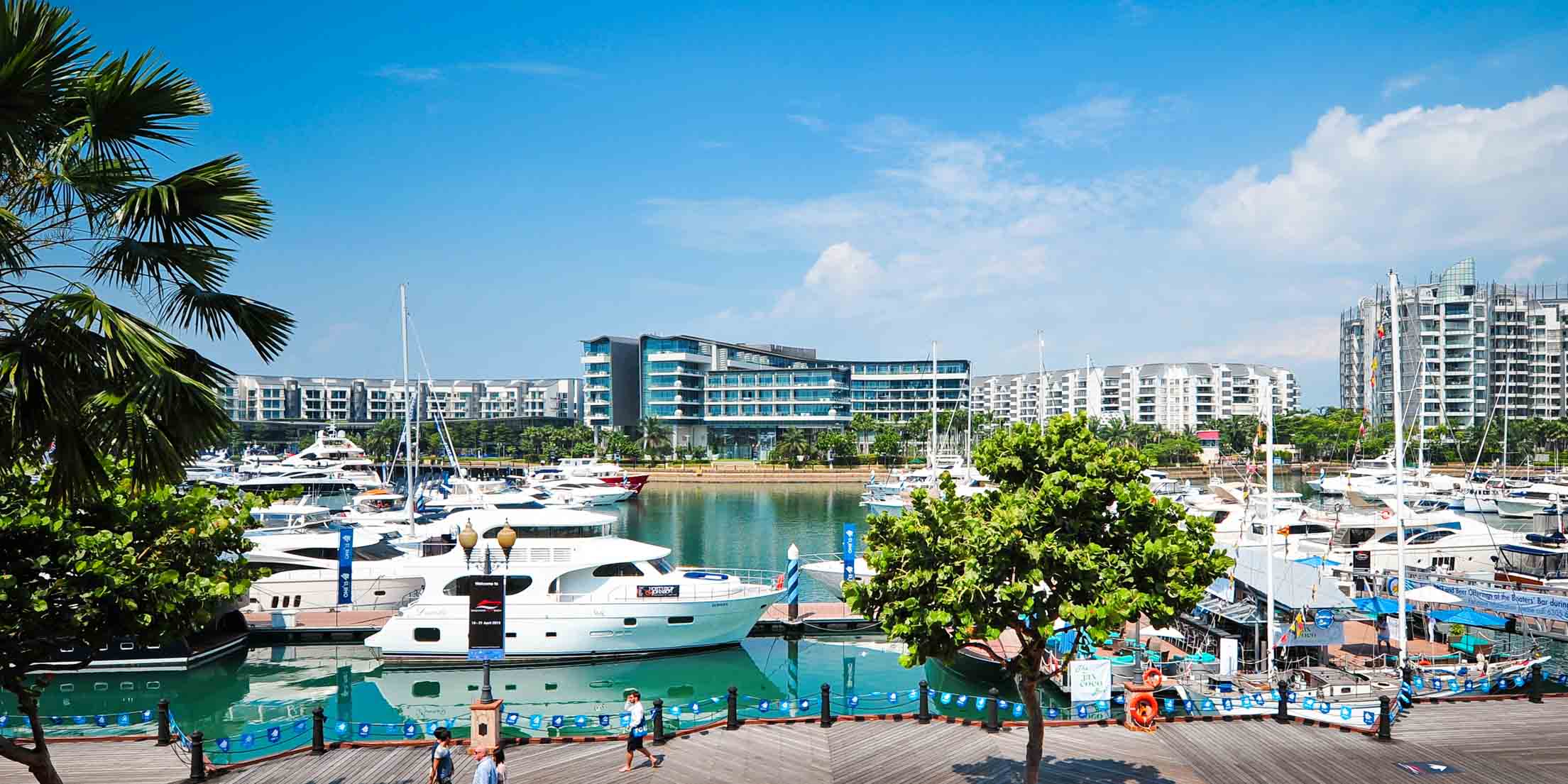 A port in Singapore with yachts